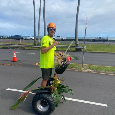 a man standing in a parking lot